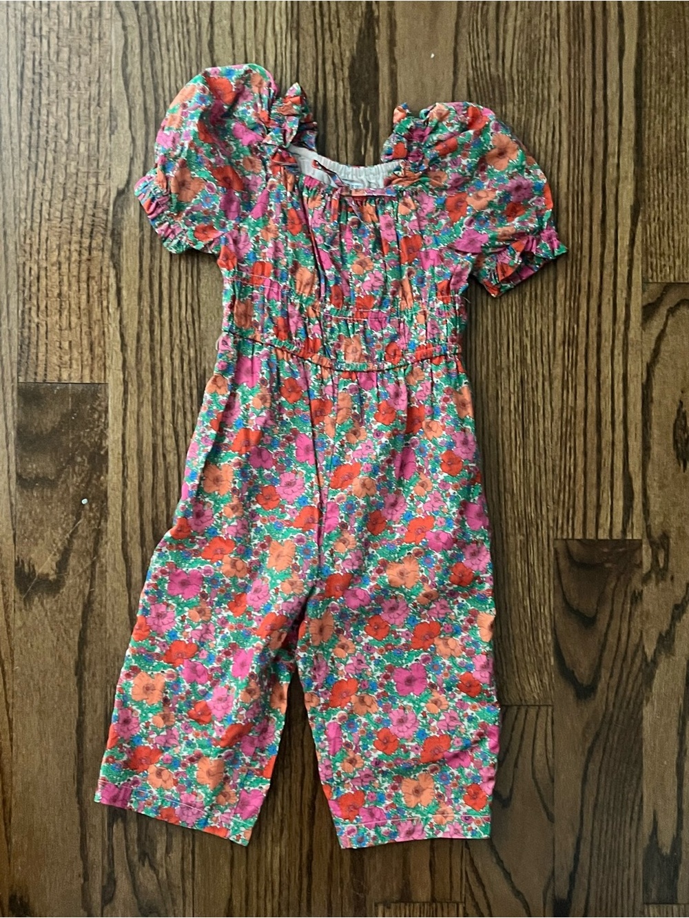 J. Crew Floral Cotton Romper in Pink and Orange